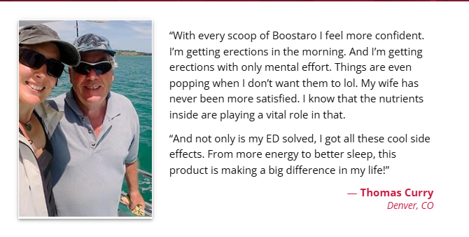 Happy couple representing confidence and results from BOOSTARO